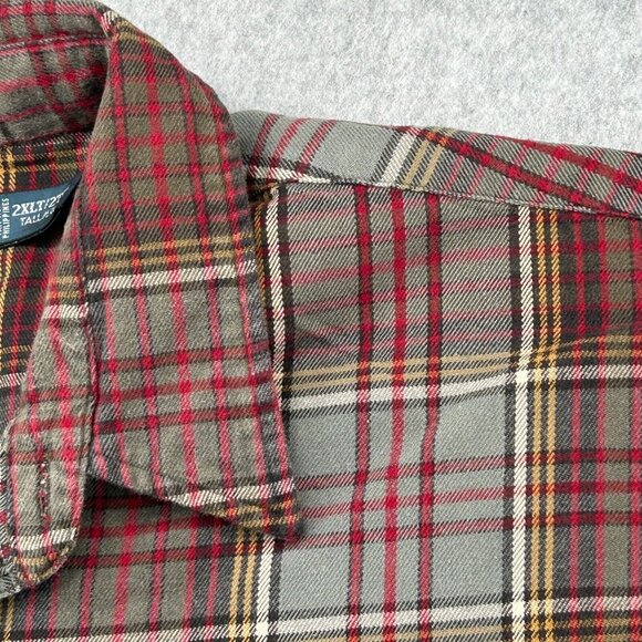 Polo by Ralph Lauren Plaid Flannel Shirt Size 2XLT Red Green Button Down Top - Picture 7 of 14